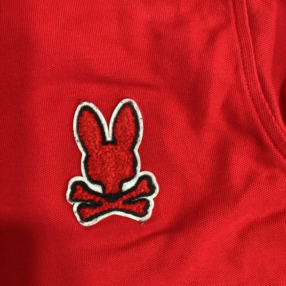 Psycho Bunny Shirt Mens 3 Red Polo Long Sleeve Tipped Pima Cotton